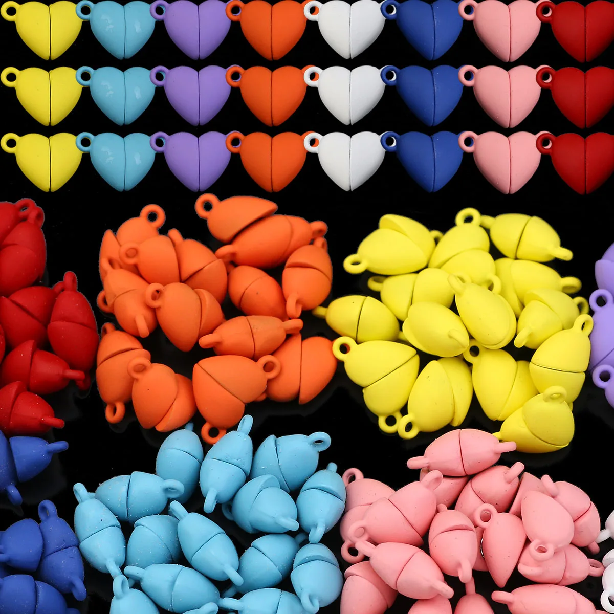 5/10/20pairs Heart Shape Baking Paint Magnetic Clasp Connector Beads Charms For Jewelry Bracelet Necklace Making DIY Accessories