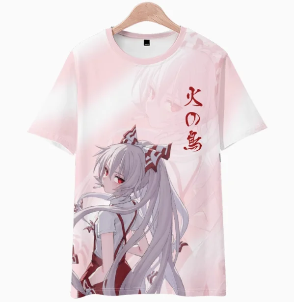 Anime Touhou Project Fujiwara no Mokou Short Sleeve T-shirt Summer Cosplay Costume Casual Student Loose Tops