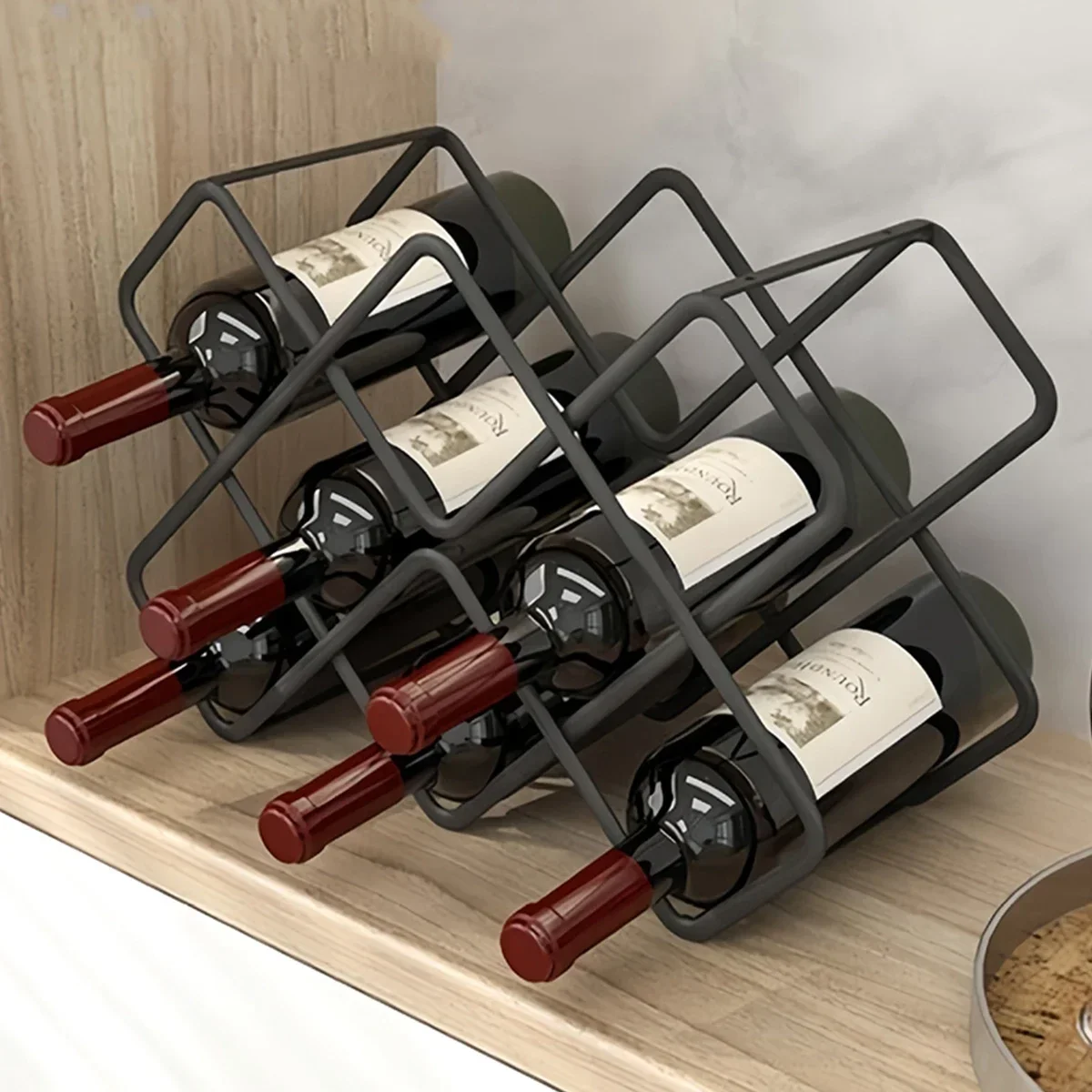 5/8 Grids Metal Hexagon Wine Rack Beer Bottle Storage Tabletop Wine Display Holder Home Bar Decoration Wine Cabinet Display Rack