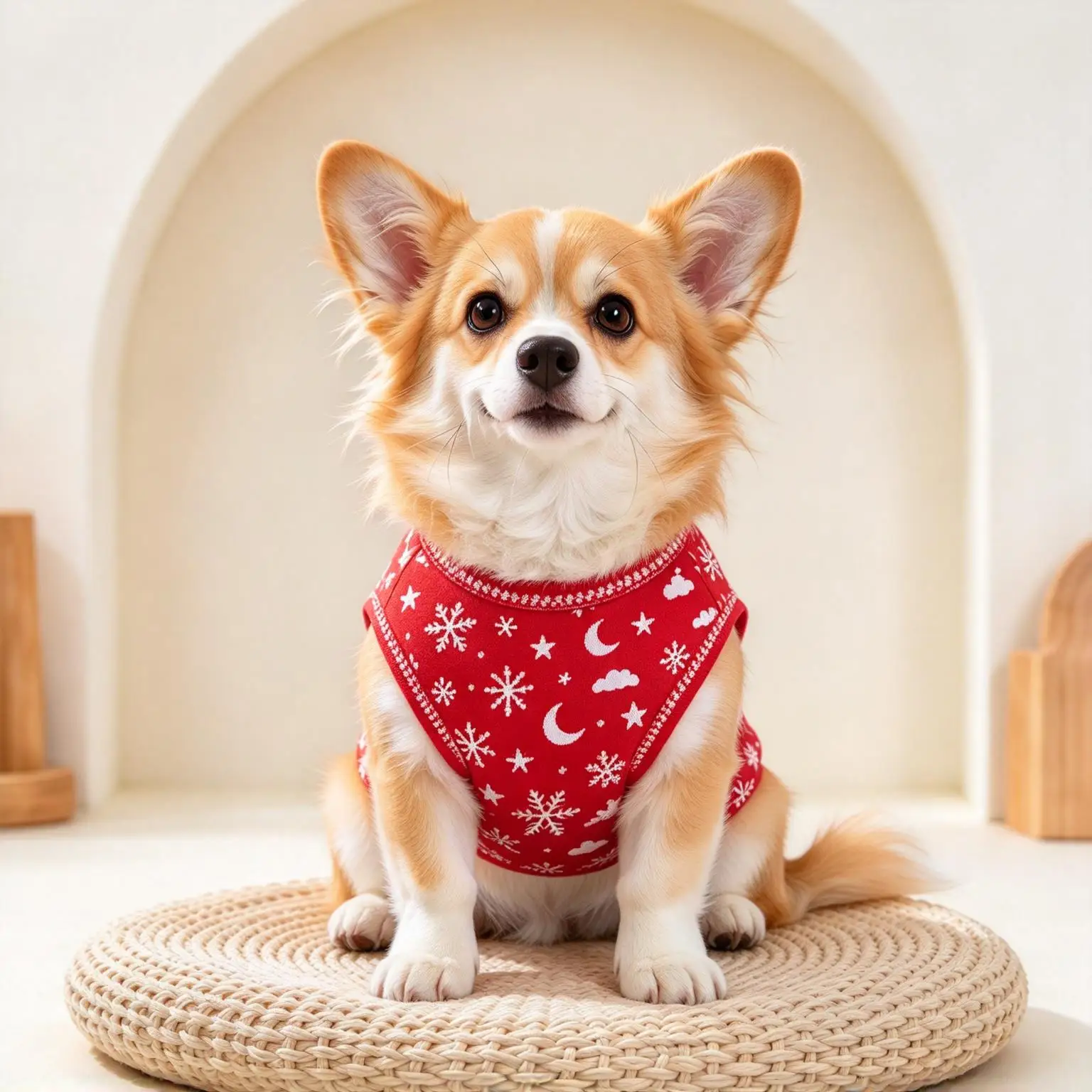 Pet Dog Cat Vest Red White Bell Bow Print Lightweight Sleeveless Shirt for Small Medium Pets Holiday Theme Daily Wear