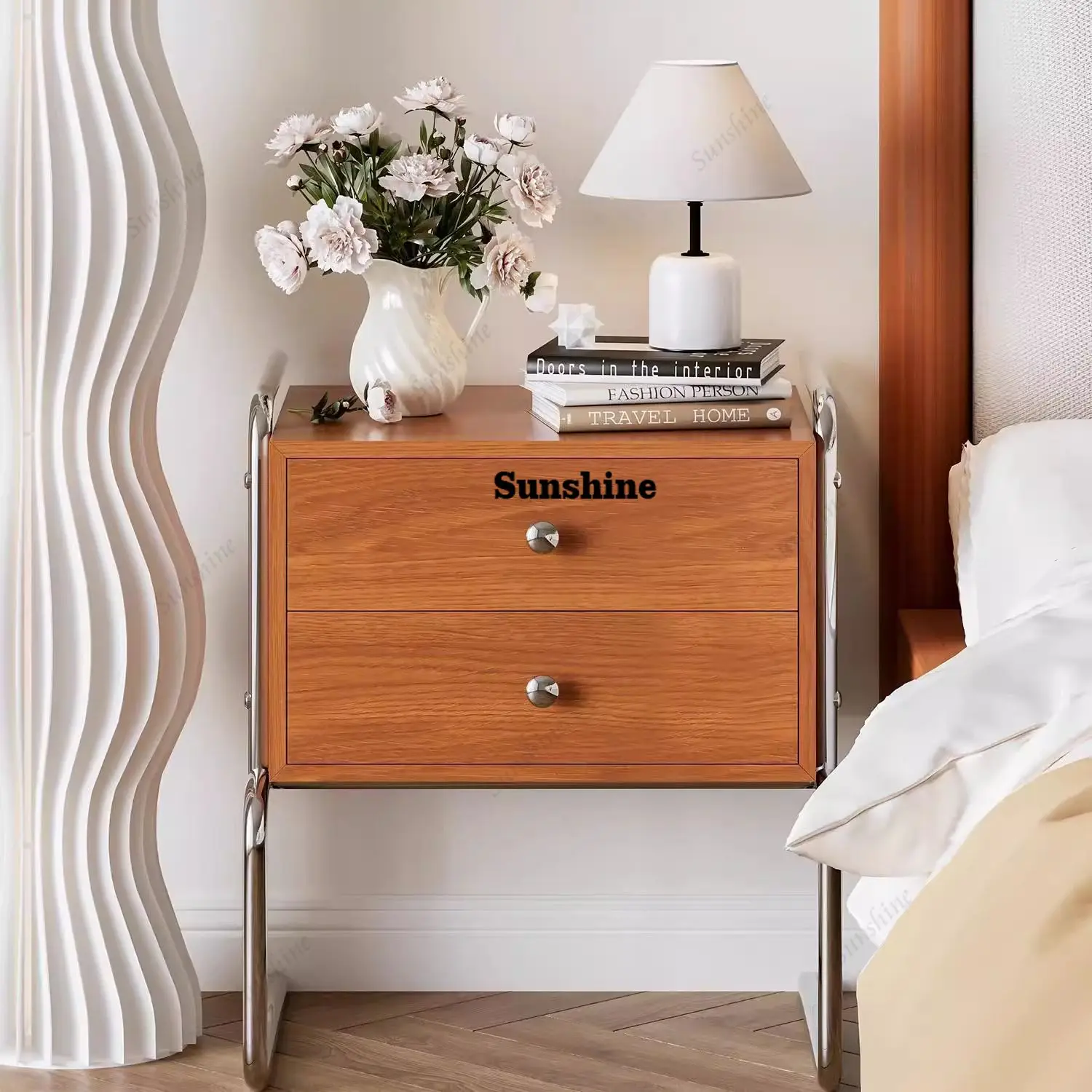 Second-hand Simple Hanging Bedside Table Designer Home Bedroom Solid Wood Bedside Cabinet Bauhaus Style Storage Cabinet