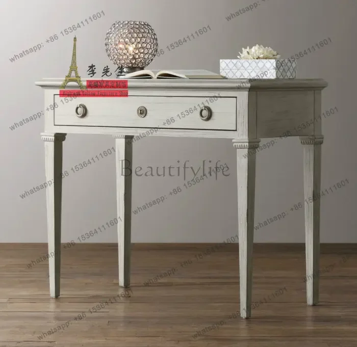 yj57 French retro antique desk European solid wood office computer desk