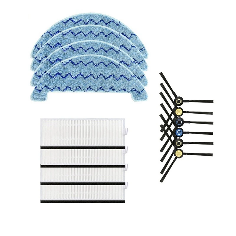 Kit de filtro y cepillo maestro de felpa para ILIFE A7/A9S/X785/X750/X800, piezas de Robot aspirador, cepillo lateral principal, fregona con filtro Hepa