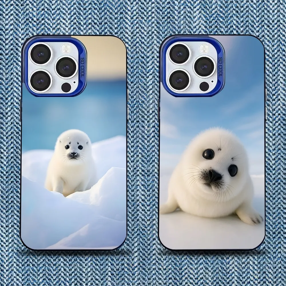 

Seal Animal Cute Phone Case For iPhone 16,15,14,13,12,11,Mini,Pro,SE,MAX Blue Matte Silicone Cover