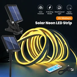 Solar LED Light Outdoor Waterproof 12V SMD2835 120LEDs/m Neon Light Strip 6x12mm Flexible LED Neon Tape Solar Lamp Garden Lights