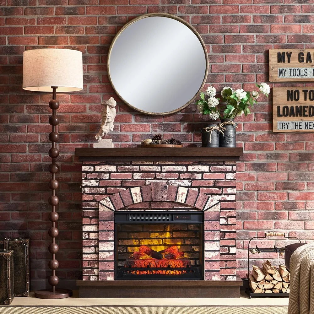 

Farmhouse Style Electric Fireplace TV Stand with 23 Freestanding Heater and Remote Control