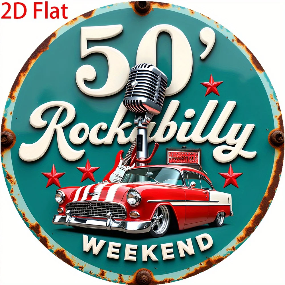 2D Flat - 2D Plane - 1 2D Plane Retro 50S Swing Weekend Metal Sign | Retro Wall Art Designed for Classic Cars And Microphones, 2