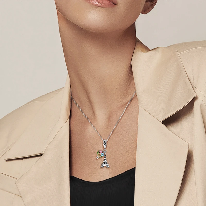 الأصلي 925 فضة سحر الخرز باريس ايفل القلعة الكنيسة قلادة صالح سوار الإسورة قلادة المرأة DIY بها بنفسك مجوهرات هدية