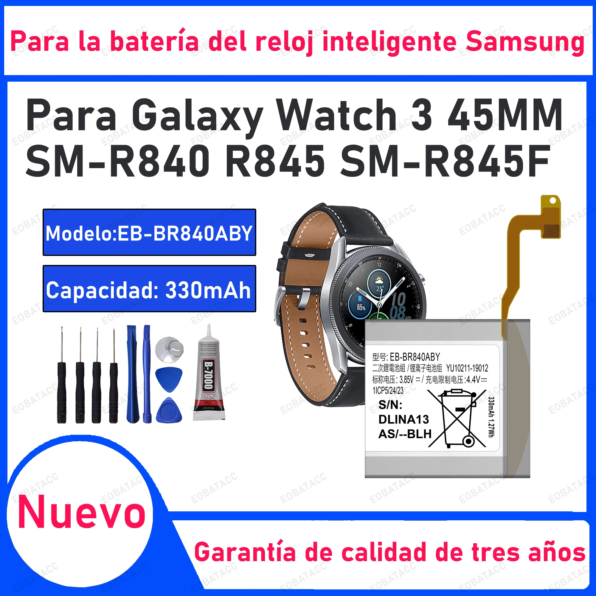 

100% New High Quanlity Replacement Watch Battery EB-BR840ABY For Galaxy Watch 3 45MM SM-R840 R845 SM-R845F + Free Tools