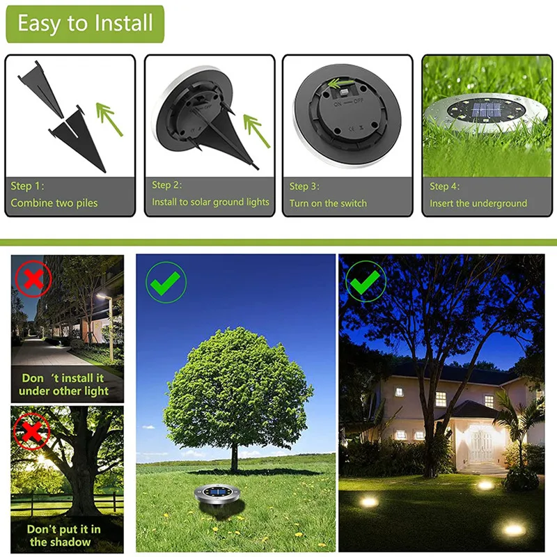 1pcs Solar Light Outdoors Waterproof 4 8 12 16 LED Solar Street Light Garden Decor Buried Stair Lamp Underground Decking