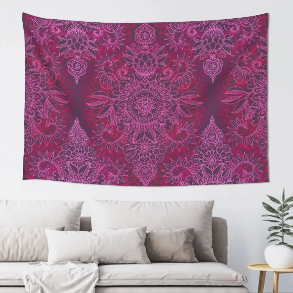 

Magenta, Pink & Coral Protea Doodle Pattern Tapestry Cute Room Things Aesthetic Room Decorations Carpet Wall Room Decor Tapestry