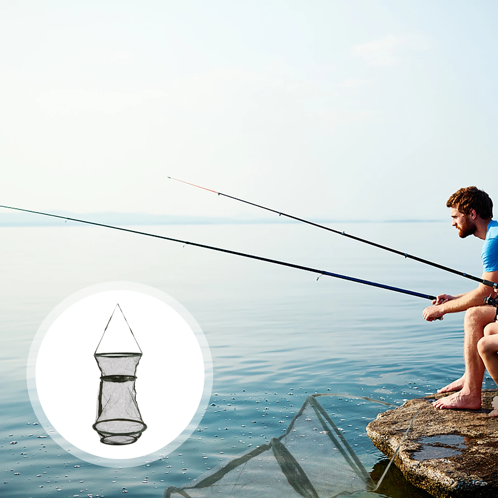

Fishing Folding Net Bag Foldable Trap Outside Tool Cage Steel Wire Outdoor Crab
