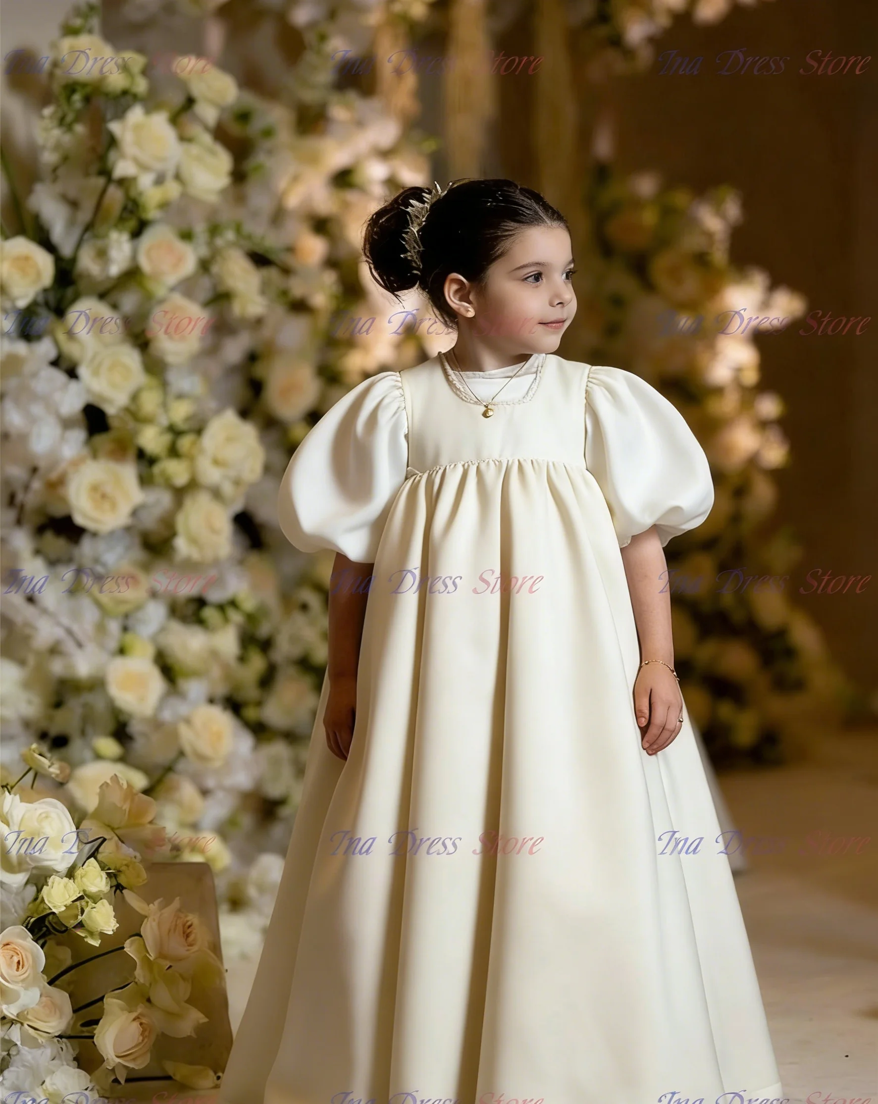 

Качественный очаровательный комплект из двух предметов цвета слоновой кости: пышное платье из тафты и органзы для девочек на свадьбу, день рождения, вечеринку, вечернее платье