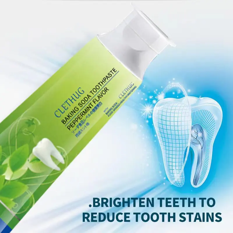 

Baking Soda Toothpaste Breath Freshen Tooth Remove Teeth Stain Whitening Clean Fight Tooth Decay Fresh Mint Prevents Bad Breath