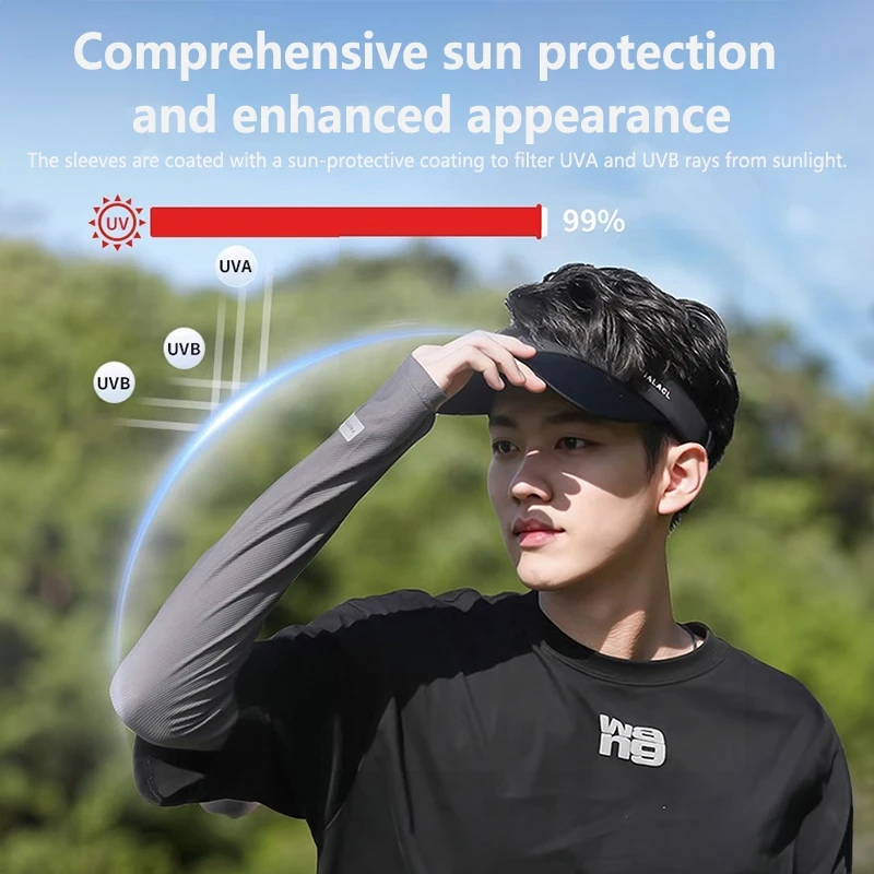 UV Solar Arm Sleeves Men Cycling Mask Long Sleeve Ice Silk Driving Arm Cover Sun-protective Summer Women Anti-Sunburn Cool Muff view 3