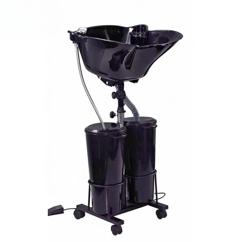 

Портативная раковина для мытья волос с насосом, сливом, распылителем, шлангом и ведром, регулируемая, для парикмахерских нужд