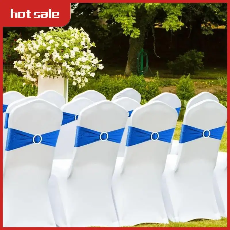 

A52I-50PCS Elastic Chair Knot Wedding Decoration Buckle Sashes Back Cover Hotel Home Seat Elegant Modern Ribbon Decors