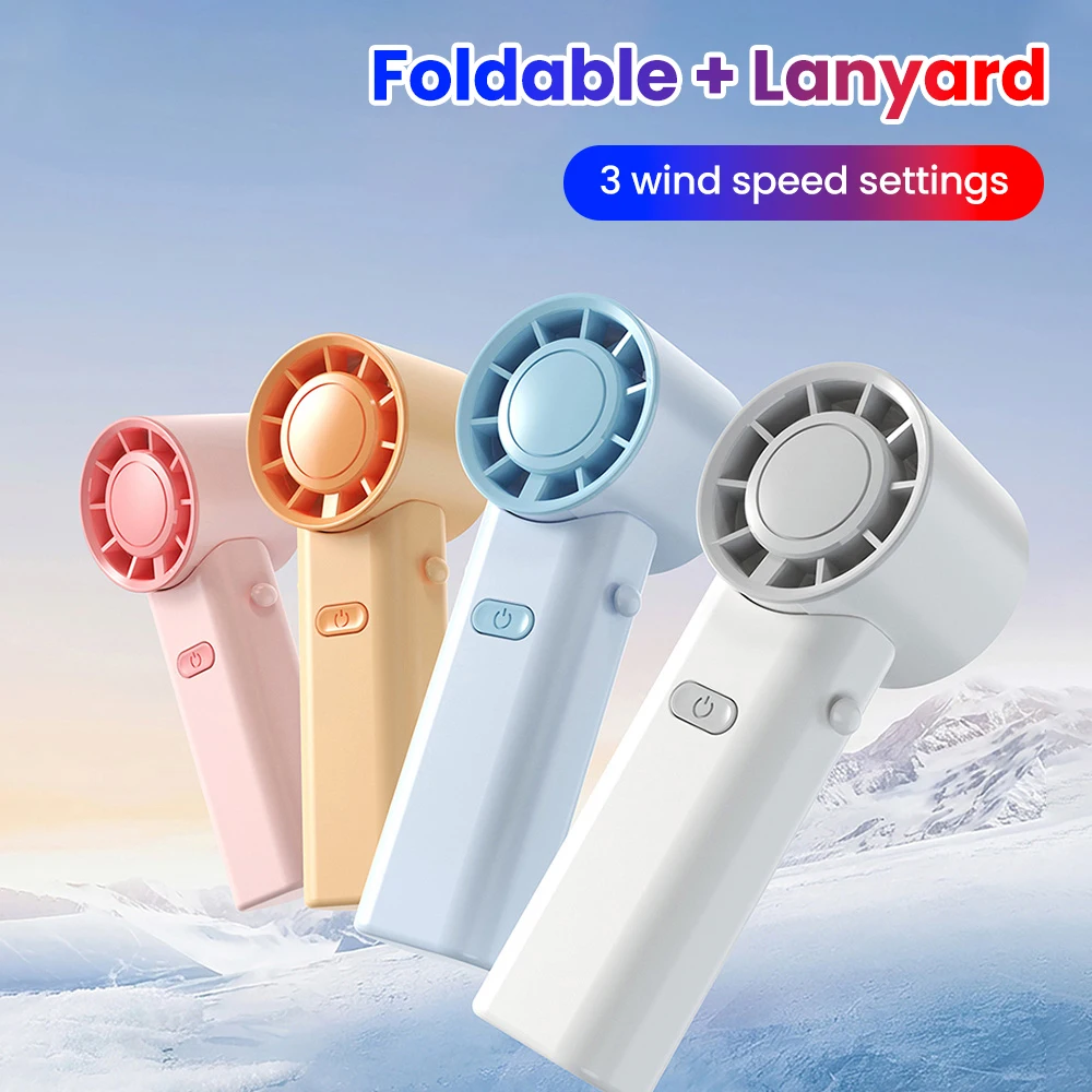 Mini Handheld Fan Portable Neck Hanging/Desktop Fan 3-speed Circulating Wind Speed Adjustment Type-C Charge Fans For Office Home