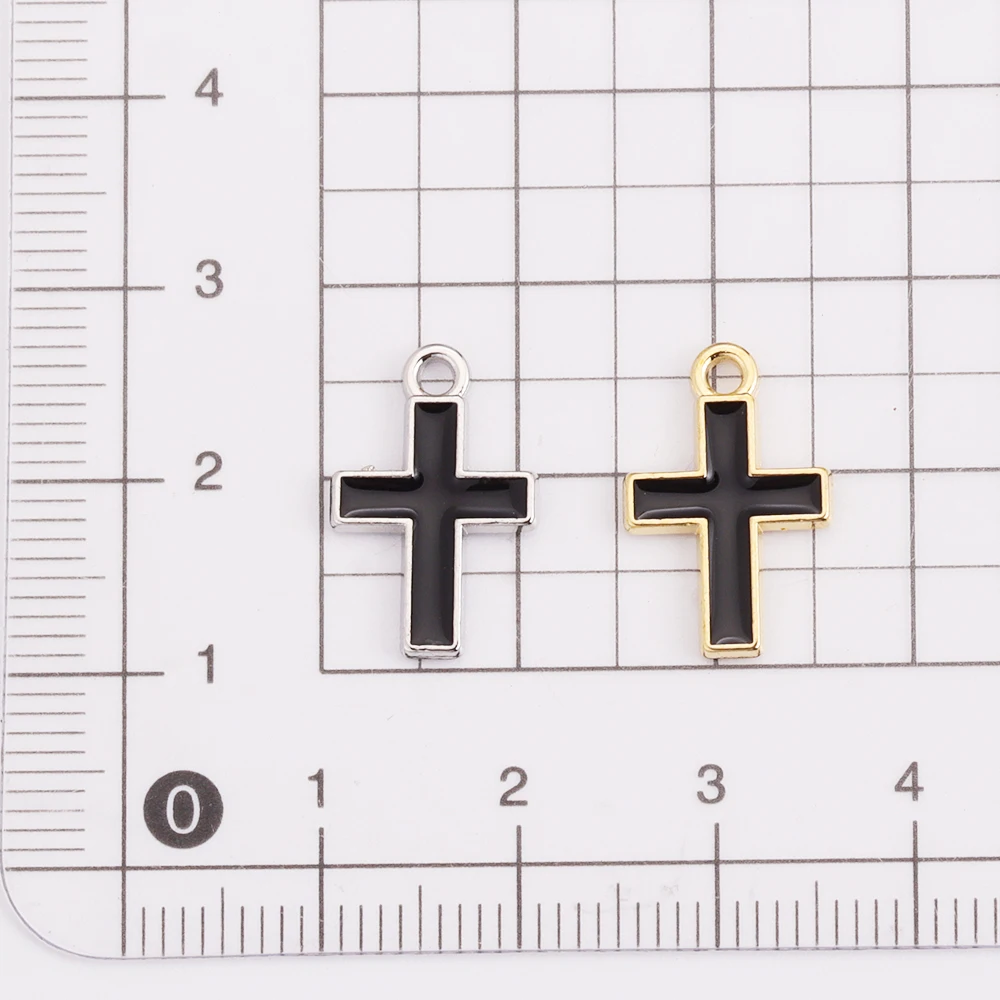 Mixed 10pcs Enamel Rhinestone Cross Alloy Christian Charm Pendant for Bracelet Necklace Earrings Handmade DIY Accessories