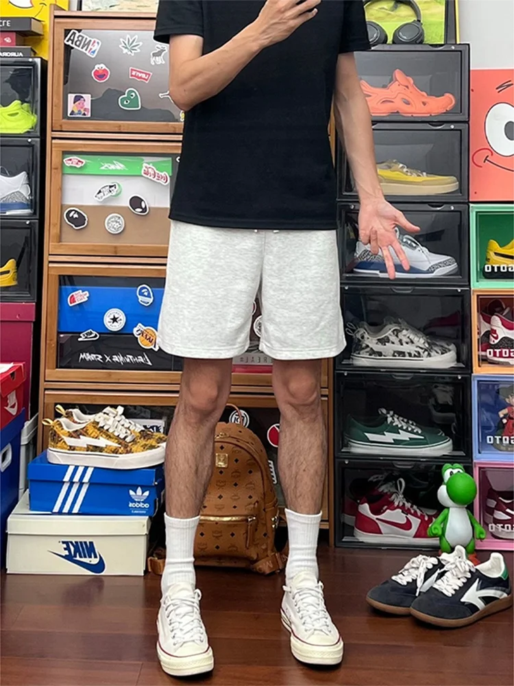 

Cleanfit American Sle Baskeall orts Men's Summer Outdoor Wear White Flower ey Spor Knee-Length Four-Piece Pants