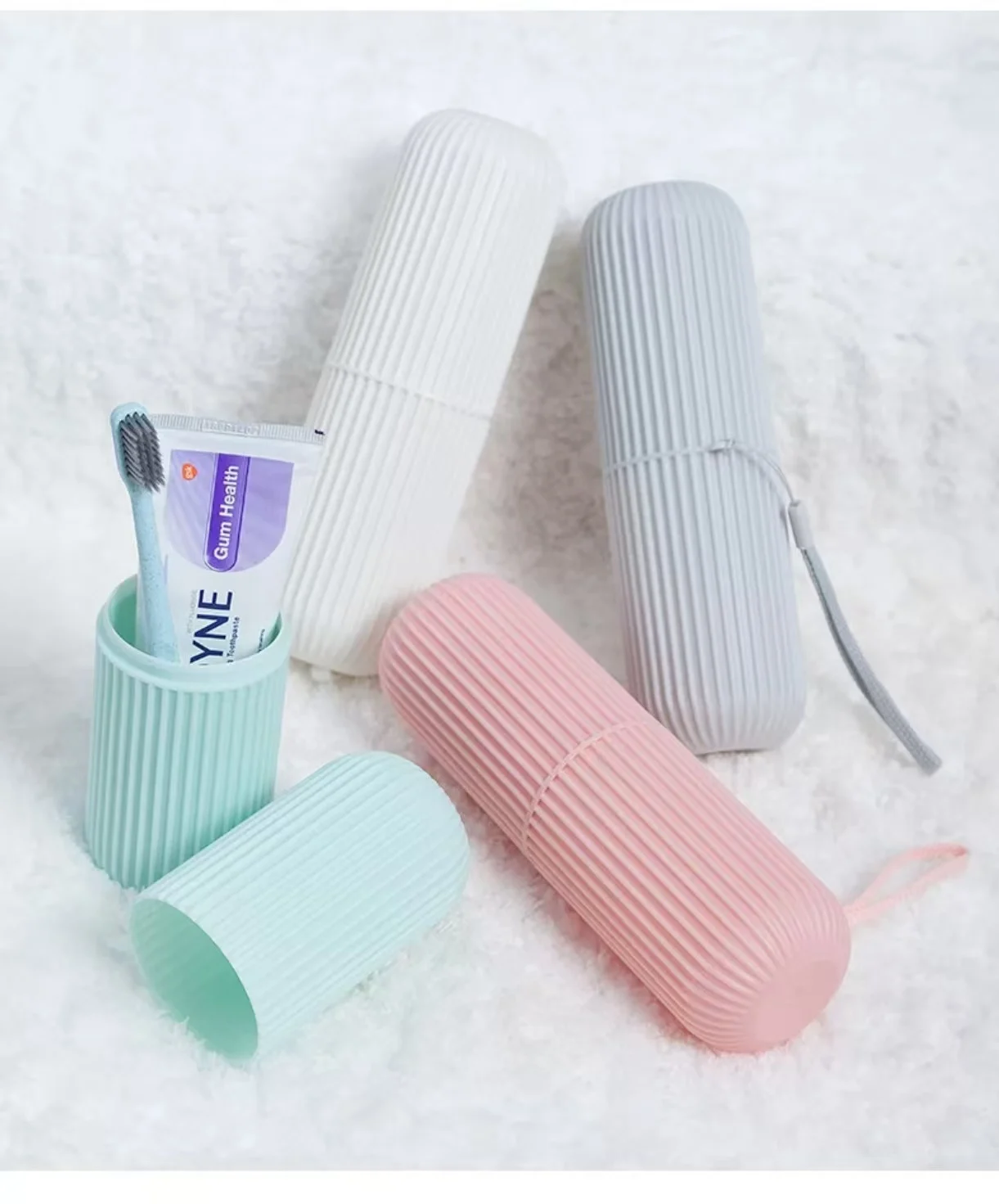 Tragbarer Zahnbürstenbecher für die Reise, Zahnbürstenfass, Waschbecher, Aufbewahrungsbox für Reisezahnbürsten