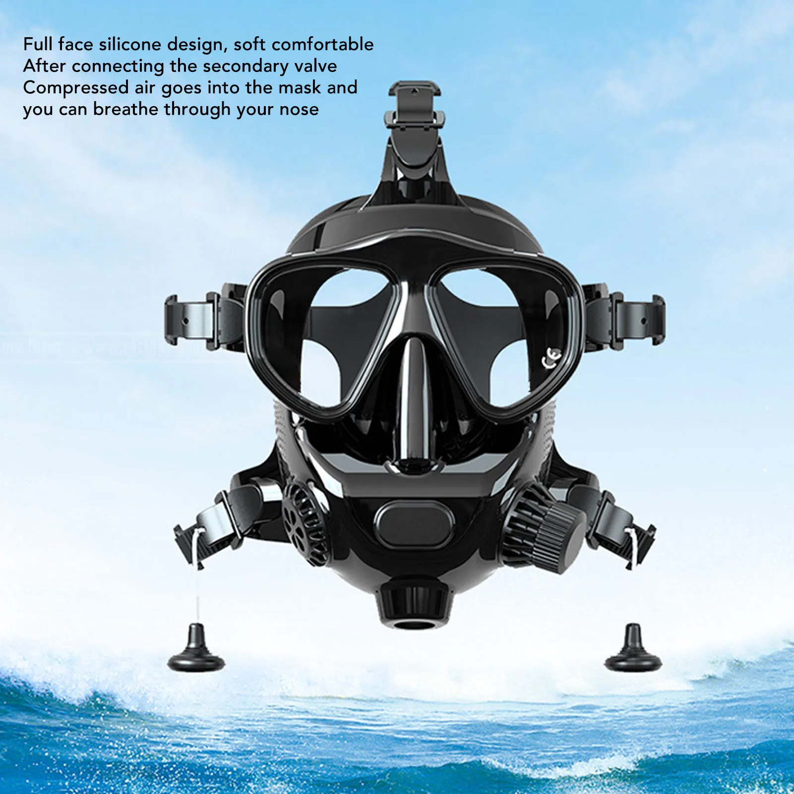 

Face Goggle Full Face Diving Goggle Anti Fog Leakproof 180° Panoramic View Silicone Face Goggle with Camera Mount