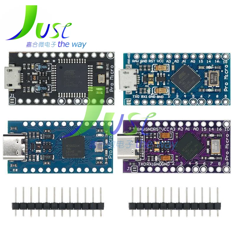 Pro Micro ATMEGA32U4 5V/16MHZ module With the bootloader for arduino MINI USB/Micro USB/TYPE-C with 2 row pin header for arduino