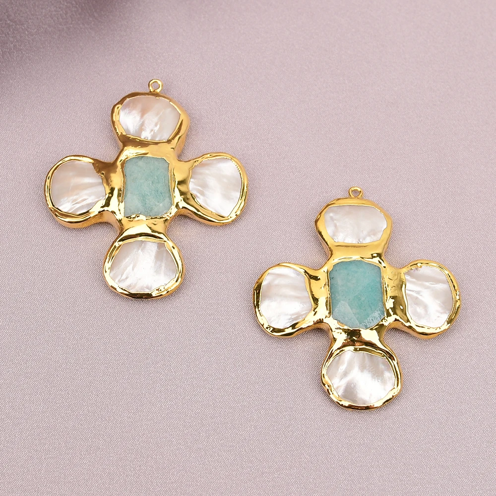 APDGG 2 قطعة قلادة مجوهرات من أمازونيتي باللون الأخضر الطبيعي ذات حواف ذهبية لصنع المجوهرات بنفسك #6