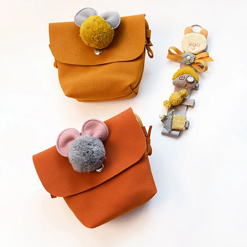 مجموعة دبابيس شعر بقوس شاش كرتوني ملون للفتيات ، إكسسوارات شعر للأطفال ، حقيبة للتوصيل ، ذيل حصان للطفل ، هدية عيد ميلاد