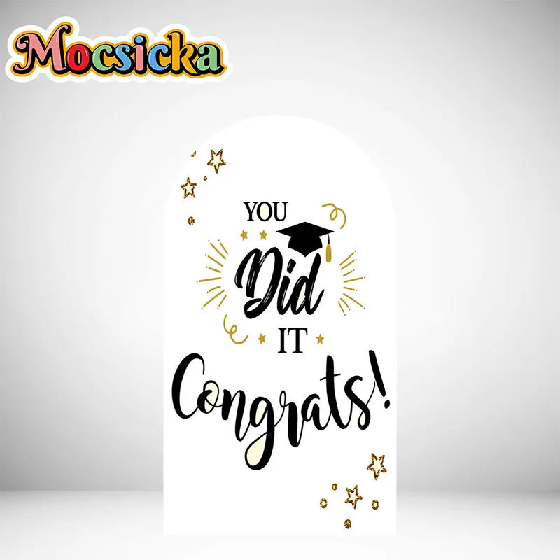 Graduations Arch Wall Background Congrats Grad Photography Backdrop Bachelor Cap  Graduation Stage Lights Party Decoration