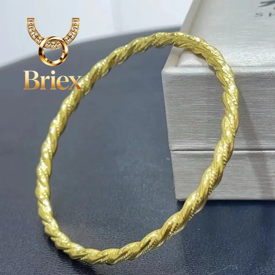 Briex Jewelry Real 18k Golden Fried Dough Twists Bracelet for Woman 18K No Demolding Fine Jewelry Luxury High-quality Bracelet
