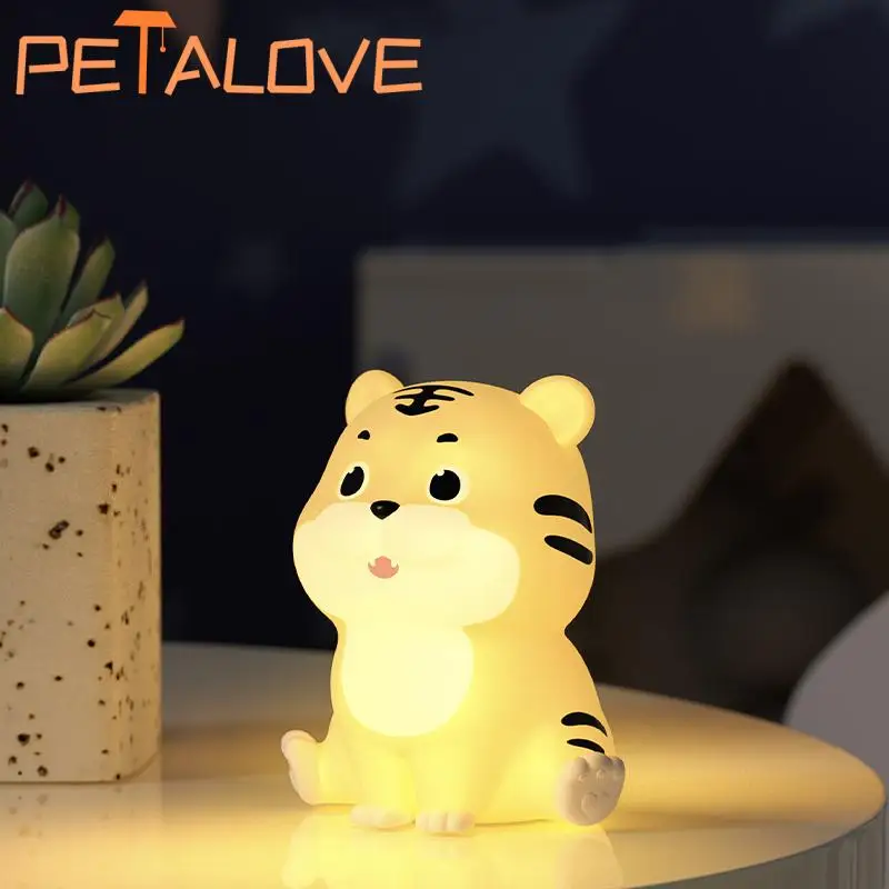 Cartoon Tiger Night Light Protect Eyes Warm Lamp Sleep Companion Lovely Toy Doll Popular Silicone Lamps Hot Selling Light