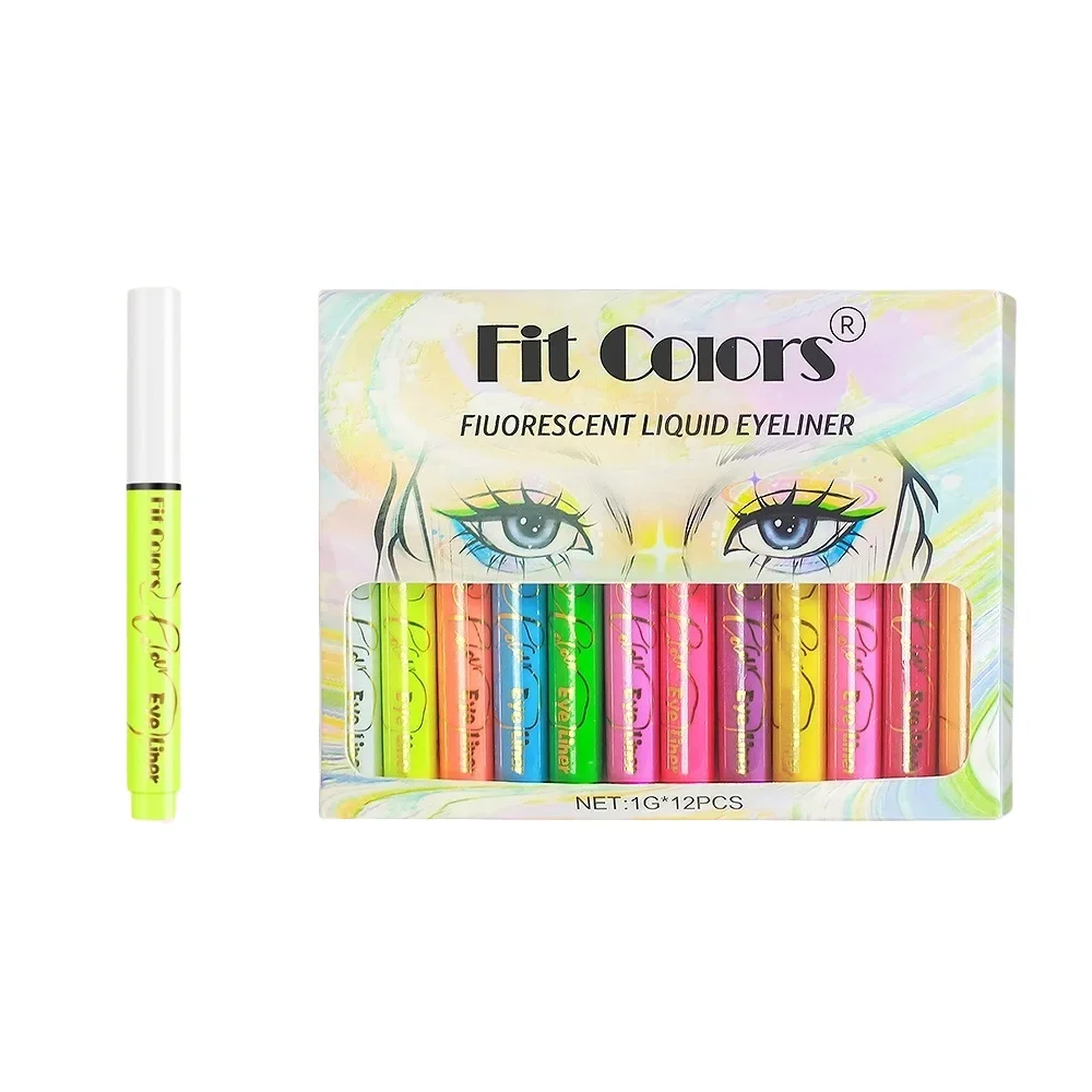 Ensemble de stylos eye-liner structurels ents, peinture Linge multifonction, mode, étanche, néons durables, cosmétiques de fête colorés, 12 pièces