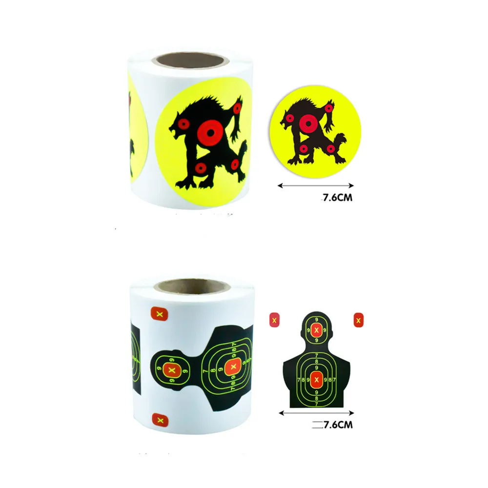 Shooting Gun Wolf Target 3' 200pcs/roll Fluorescent Paper Practice Target Splash Labels Shooting Target shoot training