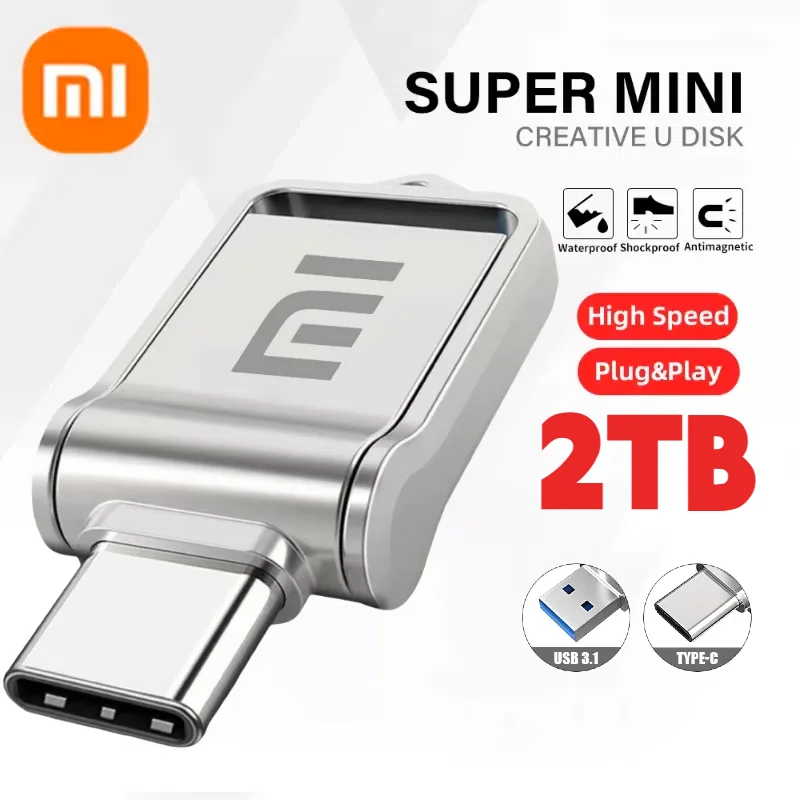 Xiaomi 2TB USB Flash Drive High Speed USB Transfer Type-c 2-In-1 Metal Flash OTG Pendrive Waterproof Pen Drive For Computer