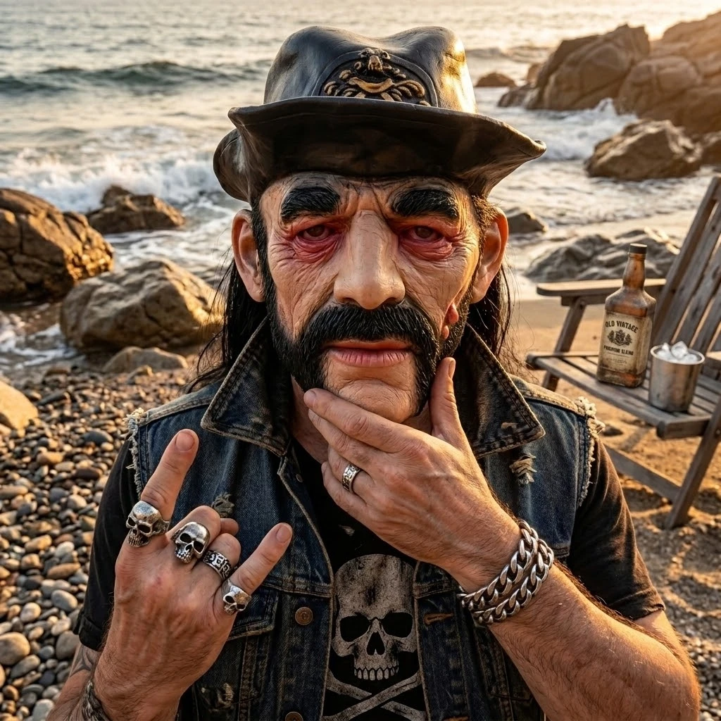 

High-Quality Lifelike Lemmy Kilmister Latex Mask Ideal for Halloween Costumes Rock Themed Parties Motorhead Fan Merchandise
