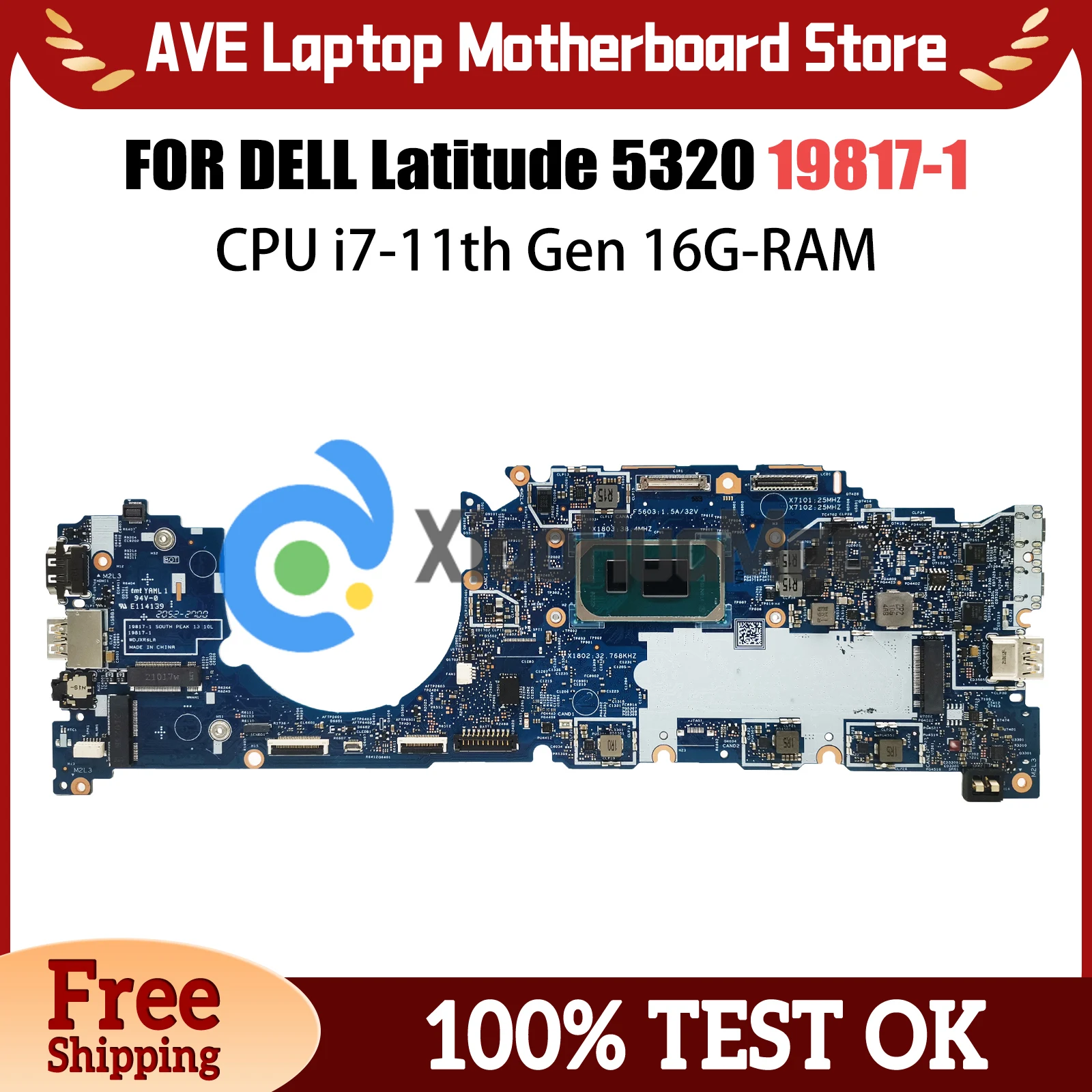 Laptop Motherboard For Dell Latitude 0KRH0R 0DFNFK 0XHHKK 19817-1 07VV14 Mainboard With I5 I7 11th Gen CPU 8G 16G RAM DDR4