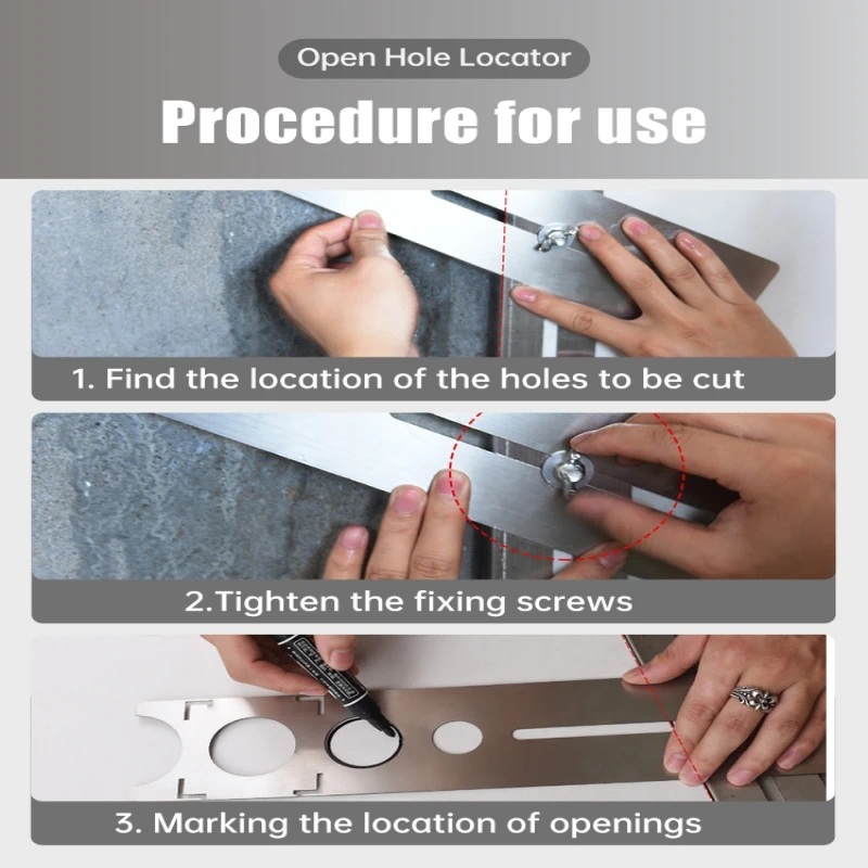 Stainless Steel Tile Hole Opener Locator Marking Hole Punching Positioning Ruler Ceramic Marble Glass Floor Drilling Hole Tools