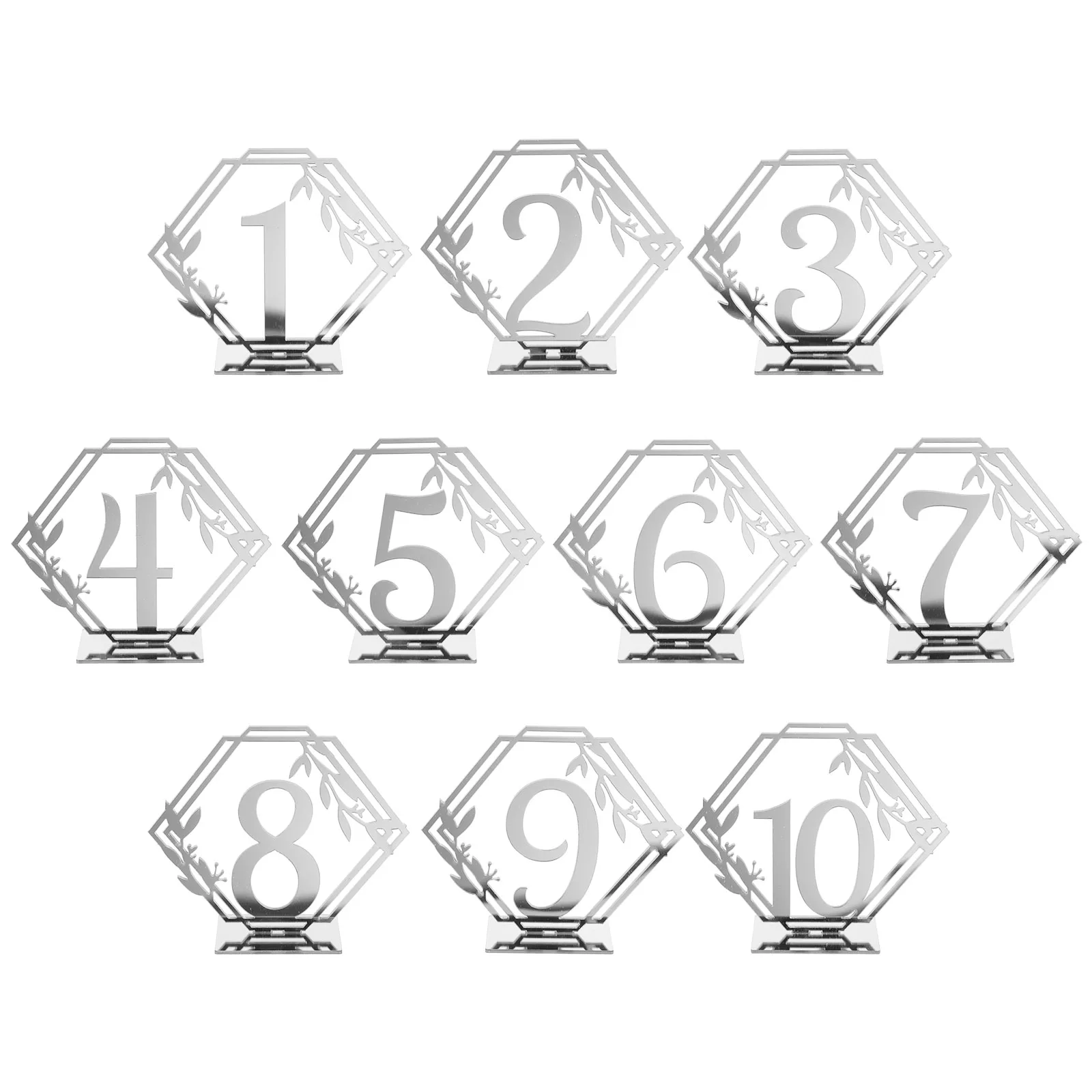 

10 Pcs Table Number Plate Elegant Appearance Signs Reserved for Wedding Hexagonal Acrylic Numbers Reception