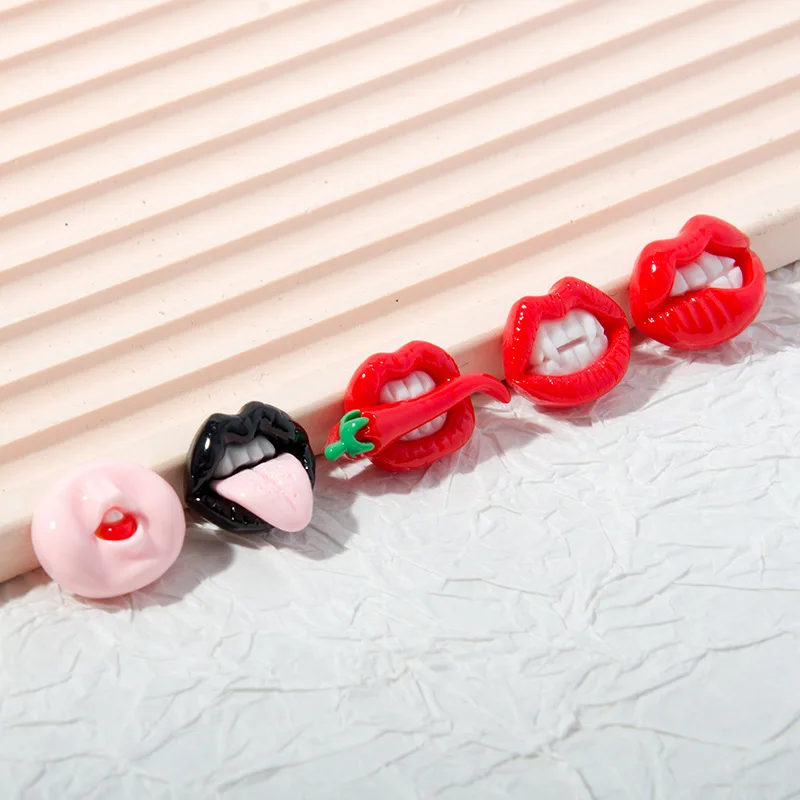 10Pcs New Lovely Mini Cartoon Red Sexy Charm, Lips Resin Cabochon Scrapbook Diy Jewellery Hairpin Accessories Decorate Craft A66
