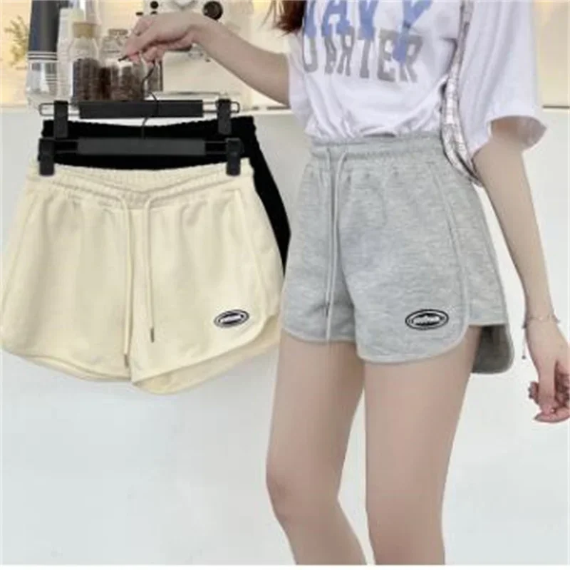 Women's Casual Drawstring Sports Shorts, Thin High Waist Yoga Shorts, Loose Running Shorts, Straight Pants