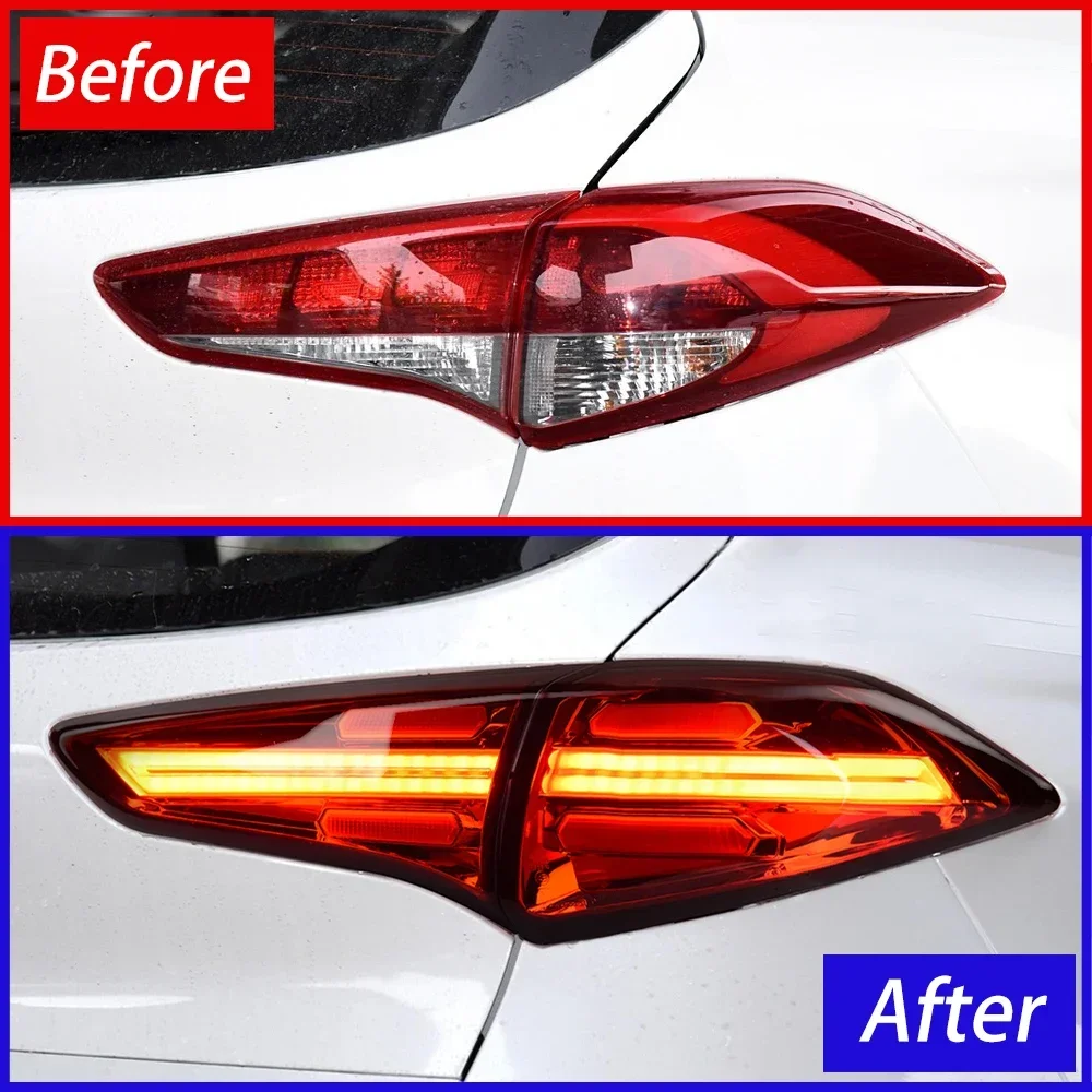 For Hyundai Tucson 2015-2018 LED Auto Rear Lamps Assembly Upgrade Porsche Style Flashing Signal Car Taillights Accessories