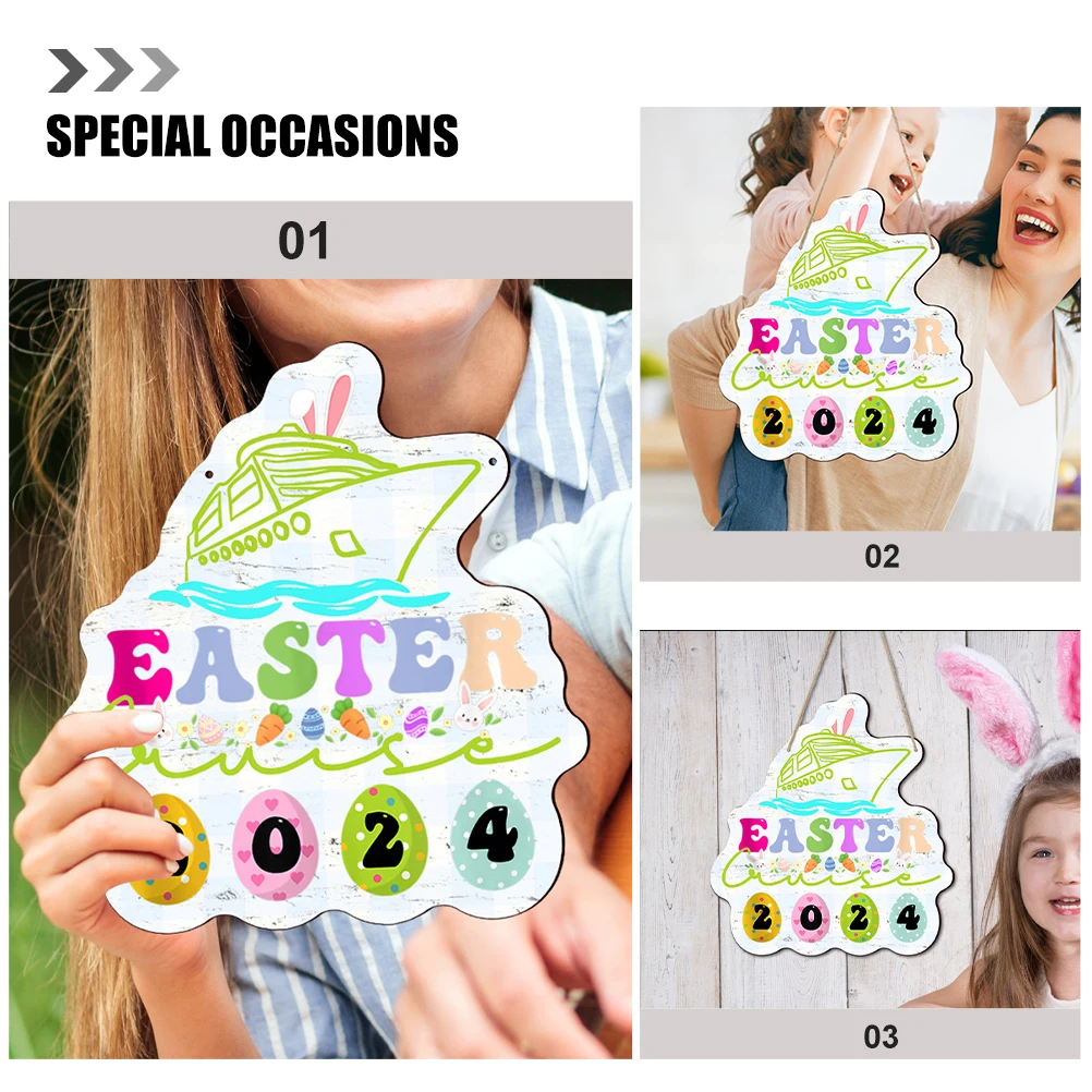 

Easter Wood Sign Plaque Bright Color Hanging Door Wall Porch Sign Classic Easter Decoration 2024 Front Door Doorplate