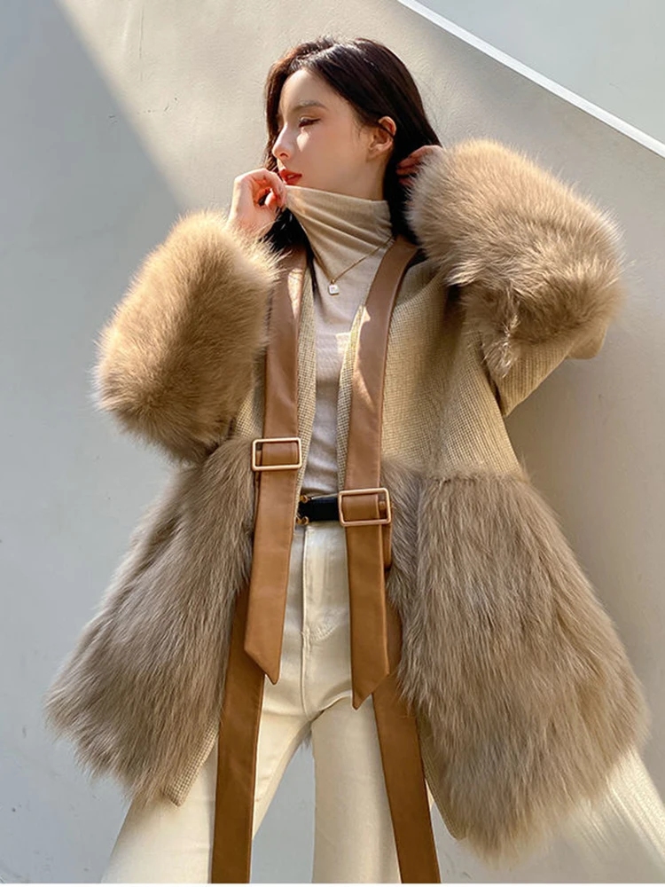 Faux Fur Coat Women 2024 Winter Thick Warm New Outerwear Female Casual Loose Long Sleeve Coats Fashion Patchwork Jacket