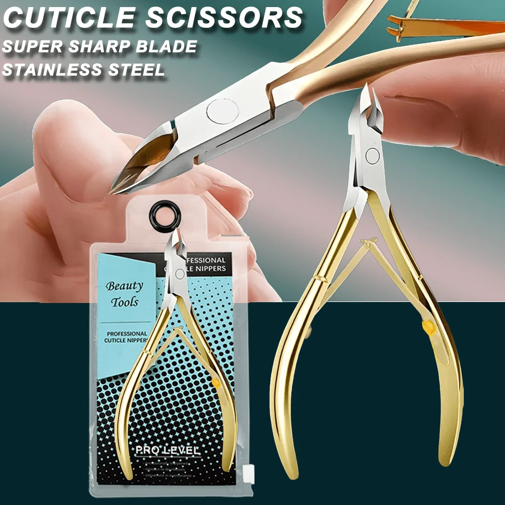 

1 Golden ultra-sharp dead skin nippers, super sharp cuticle clippers, right-angle eagle beak pliers - precise manicure and pedic