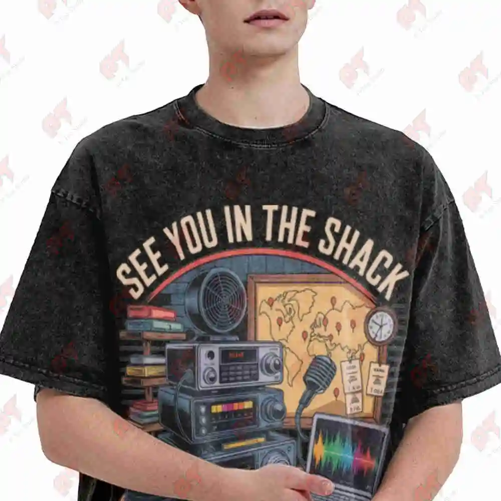 Ham Radio Amateur Shack Call Sign Vintage Washed Tee Pure Cotton T-Shirt
