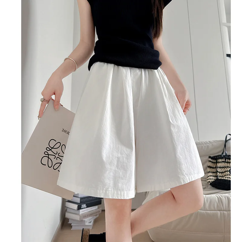 

Женские потертые шорты в американском стиле, летние тонкие повседневные шорты-карго с высокой талией и широкими штанинами средней длины для похудения