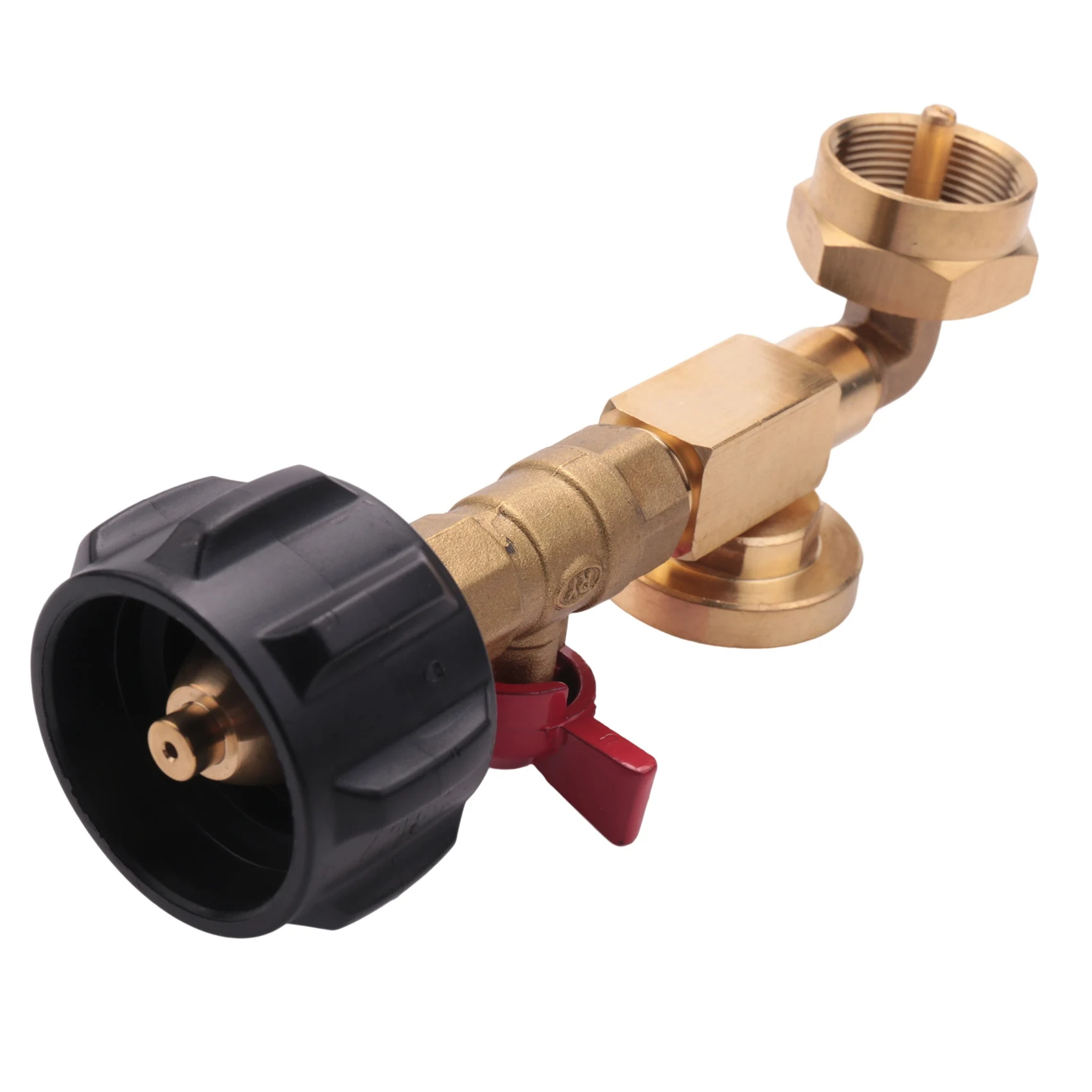 Adaptador de propano de 1Lb a 20Lb, QCC1 adaptador de codo de recarga de propano con manómetro y válvula de Control de encendido y apagado para tanque de propano de 1LB