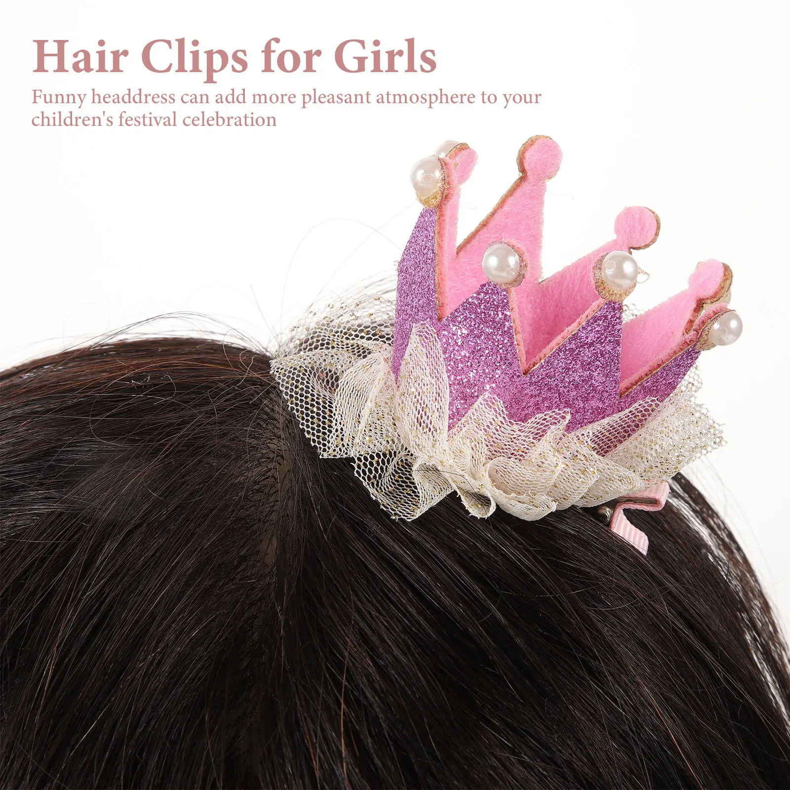 

4Pcs Princess Hair Clips for Girls Lovely Crown Hairpin Kids Headdress Adorable Hair Decoration Party Photo Props Gift Set