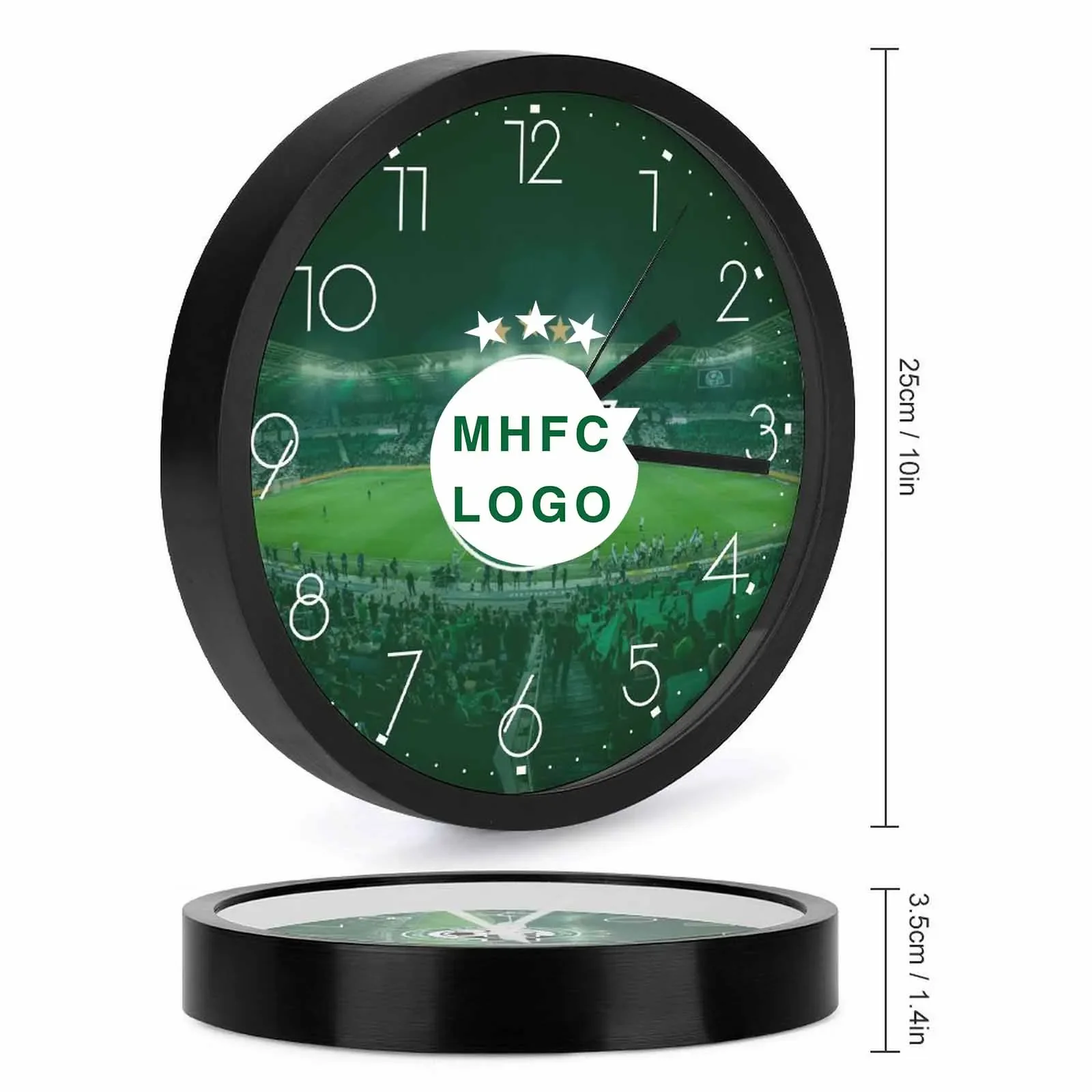 Israel Maccabi Haifa F.C Three Star MHFC LOGO Round Decor Wall Clock SilentLarge Decorative for Living Room Bedroom Office